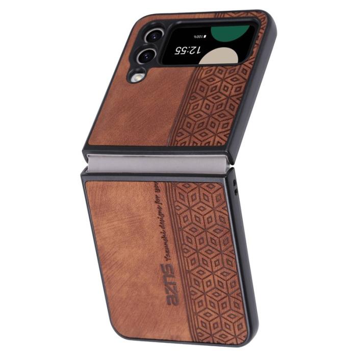 AZNS - AZNS Samsung Galaxy Z Flip4 Fodral KonstLäder - Brun