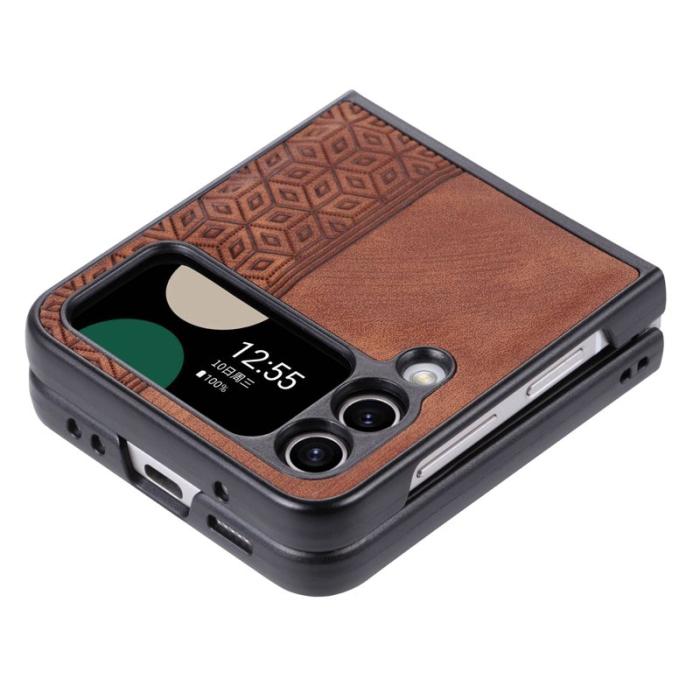 AZNS - AZNS Samsung Galaxy Z Flip4 Fodral KonstLäder - Brun