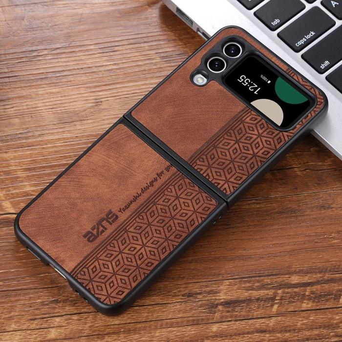 AZNS - AZNS Samsung Galaxy Z Flip4 Fodral KonstLäder - Brun