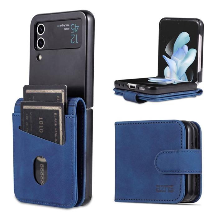 AZNS - AZNS Samsung Galaxy Z Flip4 Plånboksfodral Konstläder Kortfack - Blå