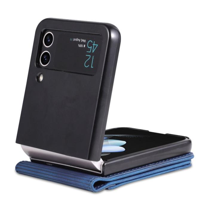 AZNS - AZNS Samsung Galaxy Z Flip4 Plånboksfodral Konstläder Kortfack - Blå