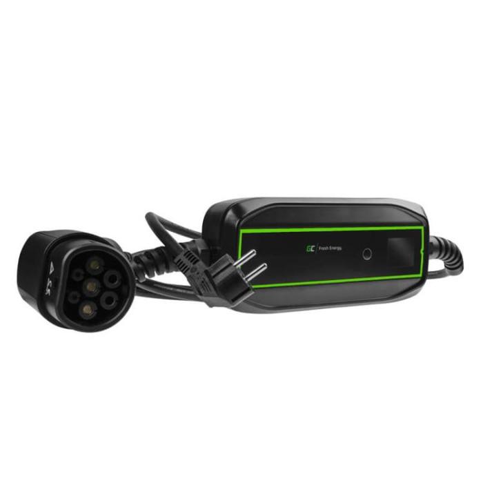 UTGATT1 - GREENCELL Laddkabel Elbil EV16 Typ2 Schuko 5.5m 3.6kW 10/16A LCD IP66 - Svart
