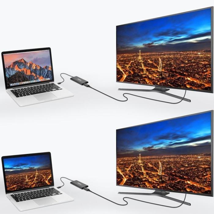 Choetech - Choetech Kontaktadapter USB-C 2x DisplayPort 4K 60Hz - Svart