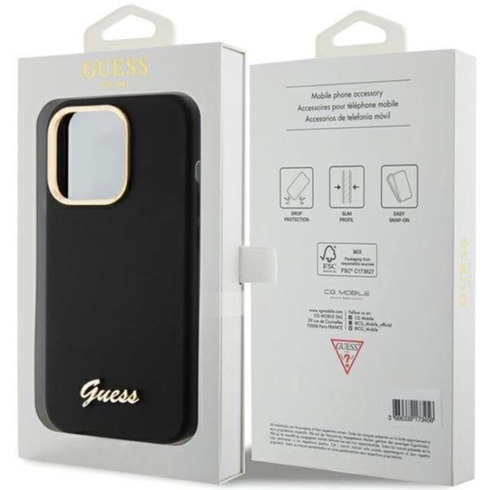 Guess - Guess iPhone 15 Pro Max Mobilskal Silikon Script Metal Logo