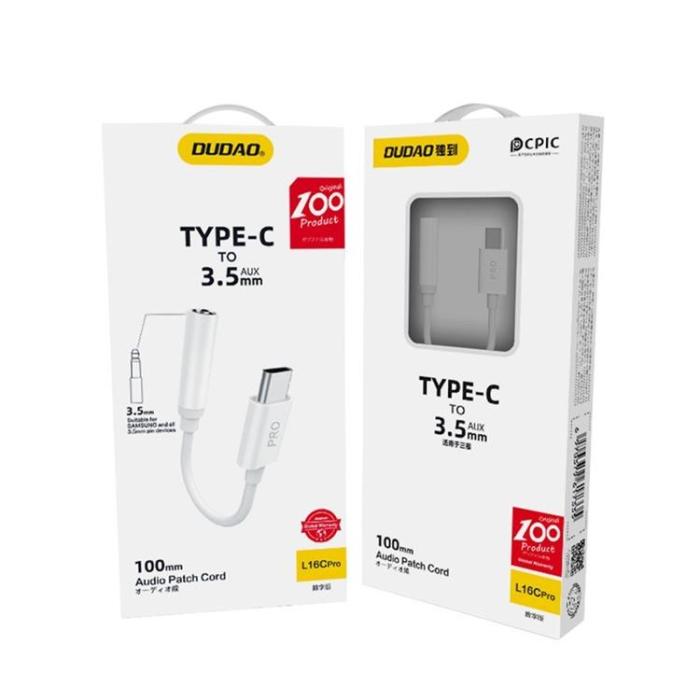 Dudao - Dudao Adapter USB-C Till 3.5mm Mini Jack - Vit