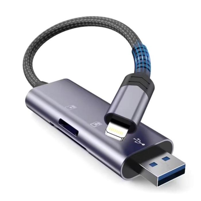 Tech-Protect - Tech-Protect kortläsare SD/Micro-SD Ultraboost Lightning/USB-A - Grå