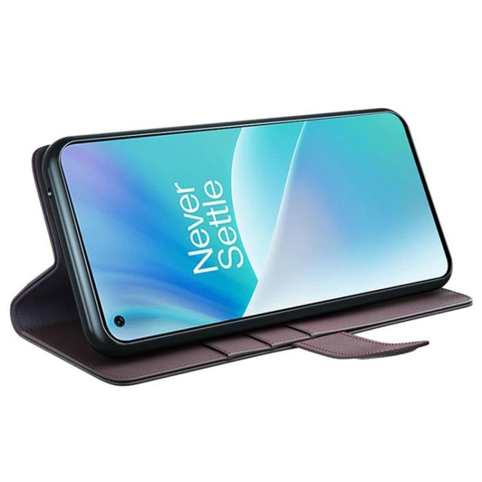 A-One Brand - OnePlus Nord 2T 5G Plånboksfodral Äkta Läder Flip Folio - Brun