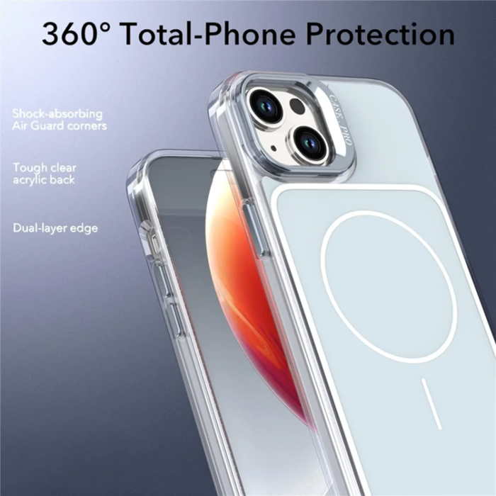 A-One Brand - iPhone 15 Plus Mobilskal MagSafe Lens Kickstand med Handrem - Grå