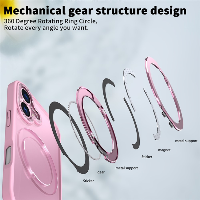 A-One Brand - iPhone 17 Mobilskal Ring Kickstand TPU PC - Rosa