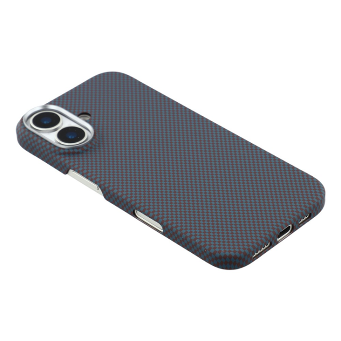 A-One Brand - iPhone 17 Mobilskal MagSafe Carbon Fiber - Mörkblå/Vinröd