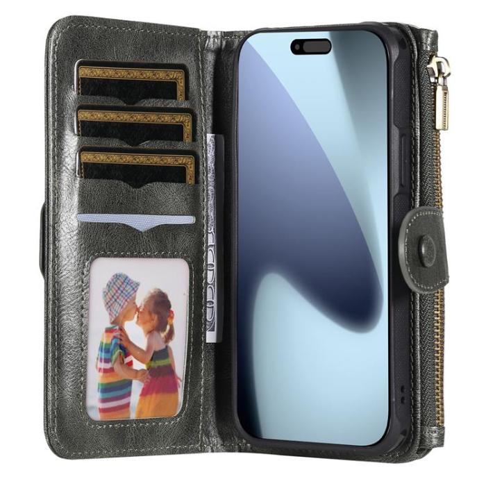 A-One Brand - iPhone 17 Pro Plånboksfodral Detachable korthållare - Grön