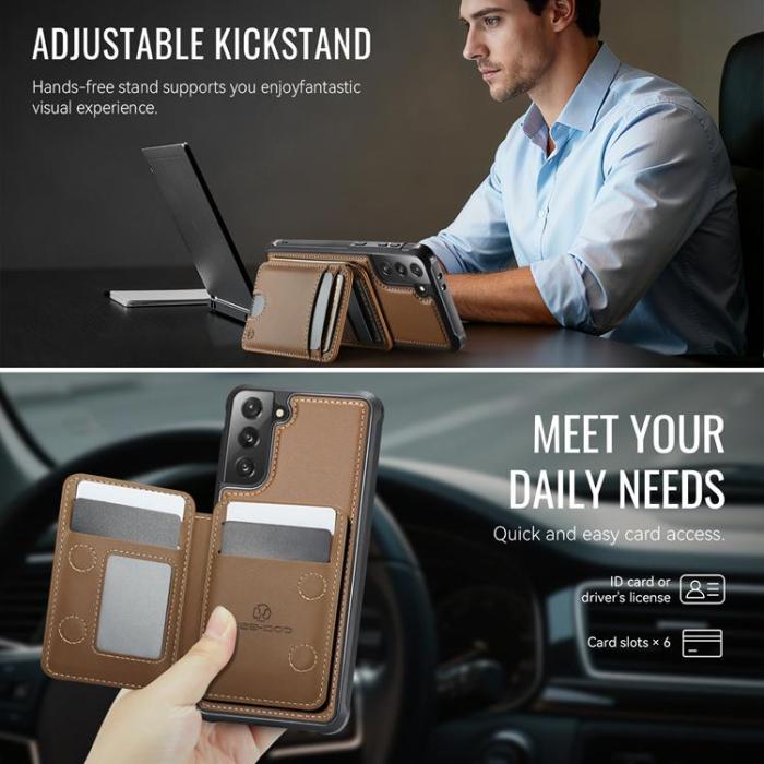 OEM - JEEHOOD Samsung Galaxy S21 5G Fodral KonstLäder - Brun