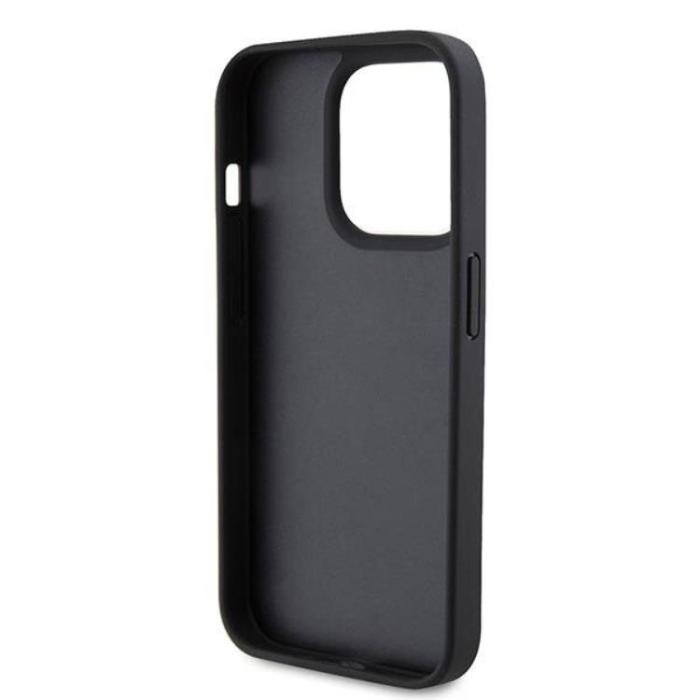 Guess - Guess iPhone 15 Pro Mobilskal Croco Triangle Metal Logo - Svart