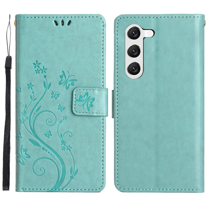 A-One Brand - Galaxy S23 Plus Plånboksfodral Imprinting Flower Butterfly - Grön