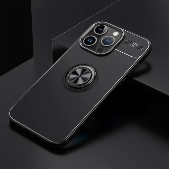 Taltech - iPhone 15 Pro Max Mobilskal Ringhållare - Svart