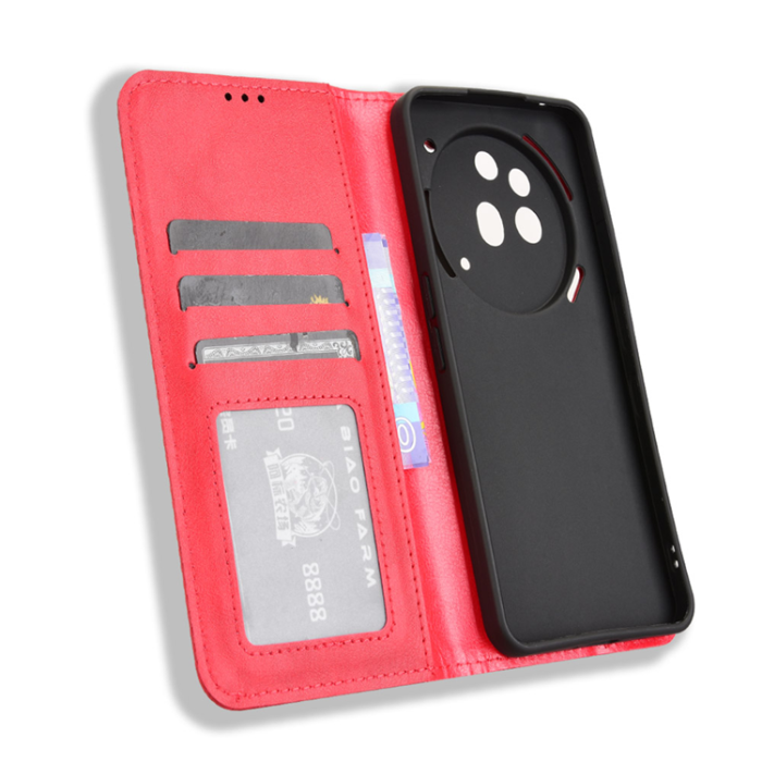 A-One Brand - Nothing Phone (3a) Pro Plånboksfodral Retro Kickstand - Röd