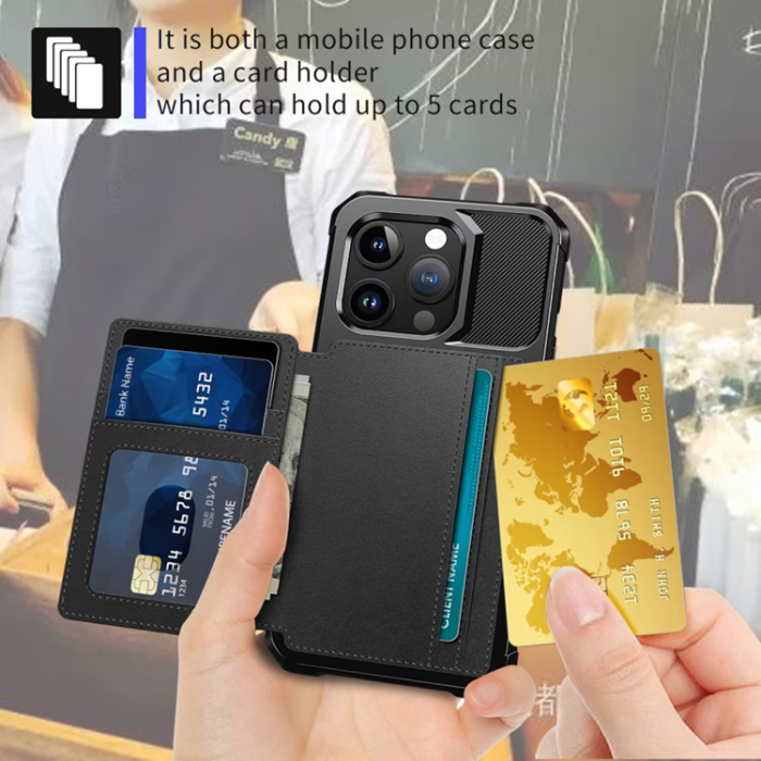 OEM - iPhone 13 Pro Max Mobilskal Korthållare TPU - Svart