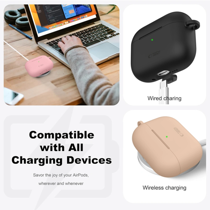 Tech-Protect - Tech-Protect Apple Airpods Pro 3 Skal Silikon Hook - Baby Blå