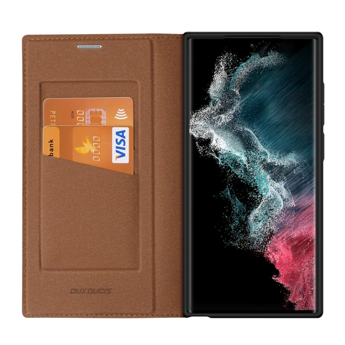 Dux Ducis - Dux Ducis Galaxy S23 Ultra Plånboksfodral Skin X2 Magnetic - Brun