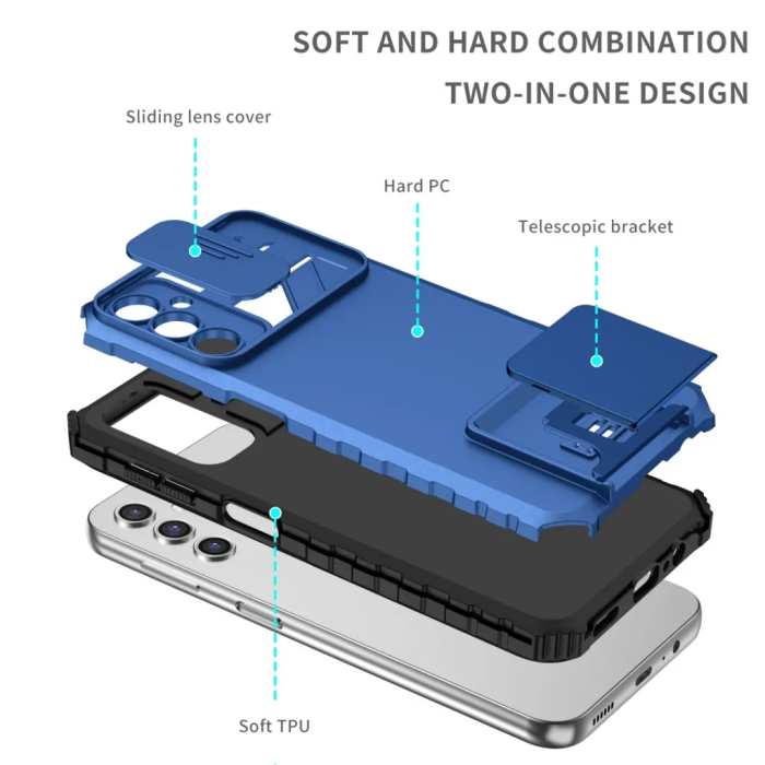 Taltech - Galaxy A14 5G/4G Mobilskal Stöttåligt Kickstand - Blå