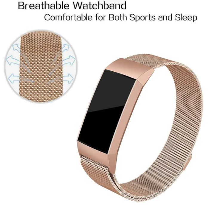 A-One Brand - Fitbit Charge 4/3 Armband Milanese Loop - Rosa Guld