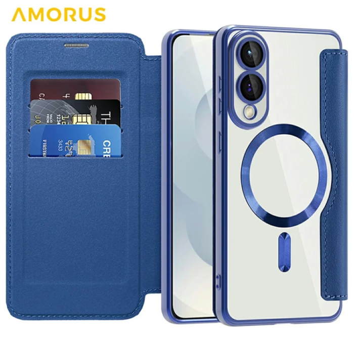 Amorus - Amorus Galaxy S25 Edge Plånboksfodral Magsafe RFID - Sapphire