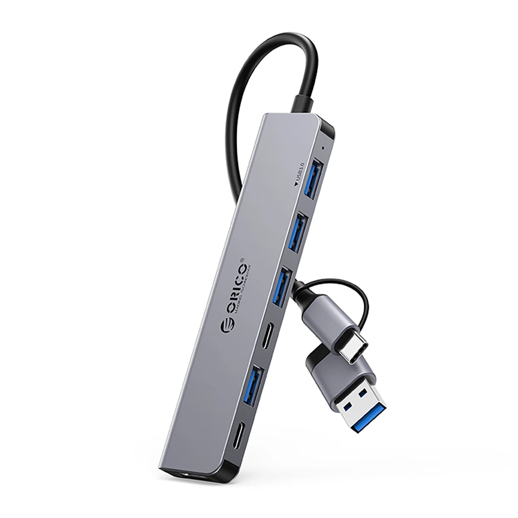 Orico Hubb 4xUSB-A 2.0 1xUSB-A 3.0 2xUSB-C 2.0 - Grå | 311 | AlltMobil