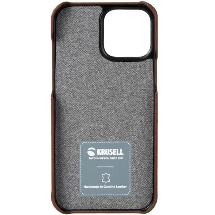 UTGATT - Krusell iPhone 13 Pro Skal Korthållare Äkta Läder - Cognac