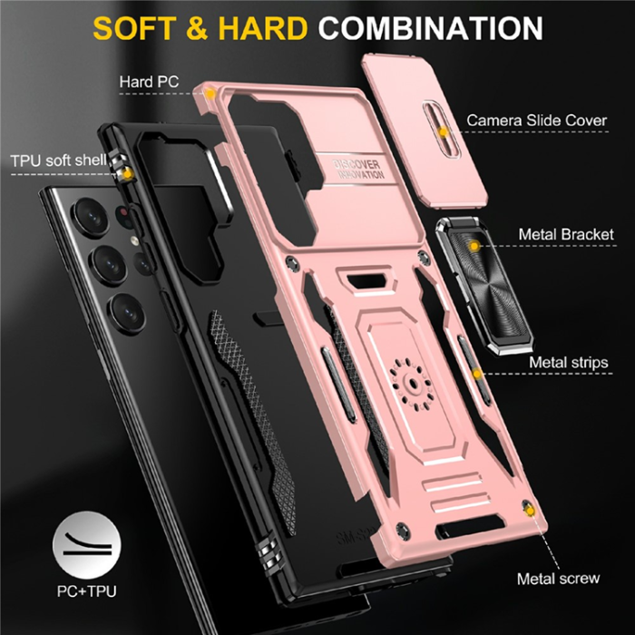 A-One Brand - Galaxy S25 Ultra Mobilskal Kickstand Slide - Roséguld
