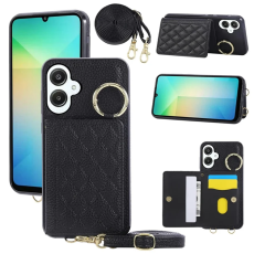 A-One Brand - Galaxy A06 4G/5G Mobilskal Korthållare Kickstand Rhombus - Svart