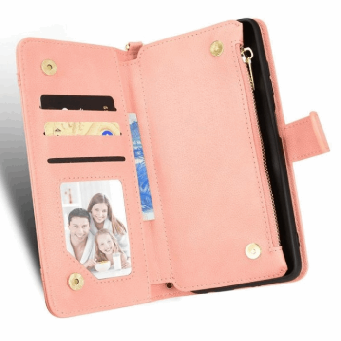 A-One Brand - Galaxy Z Fold 4 Plånboksfodral Zipper Magnetic - Rosa