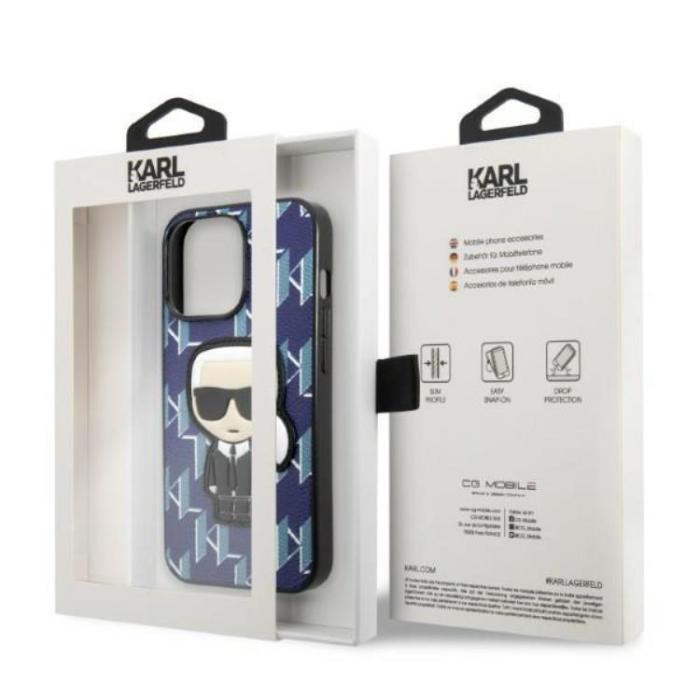 KARL LAGERFELD - Karl Lagerfeld iPhone 13 Pro Max Skal Monogram Ikonik Patch - Blå