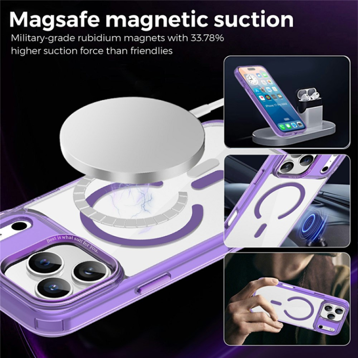 A-One Brand - iPhone 17 Pro Max Mobilskal MagSafe Transparent TPU+PC - Lila