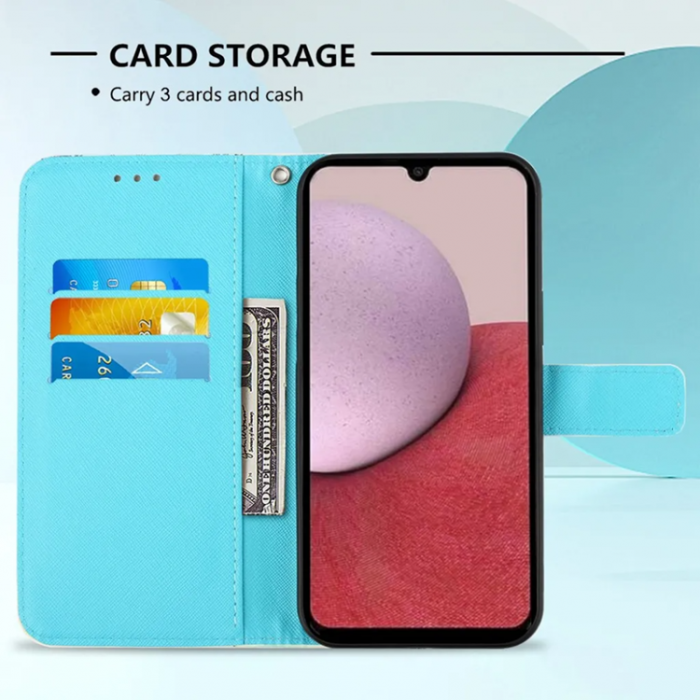 Taltech - Galaxy A14 5G/4G Plånboksfodral Mönster - Gyllene Fjärilar
