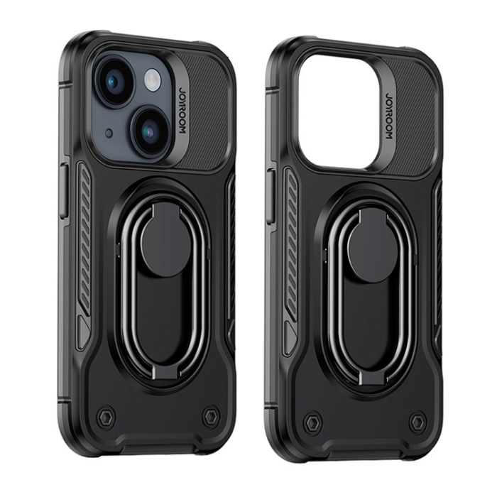 Joyroom - Joyroom iPhone 14 Plus Skal Ringhållare Dual Hinge - Svart