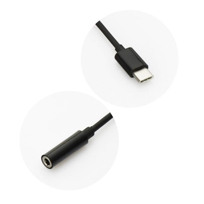 Forcell - Adapter HF/audio USB-C - Jack 3,5mm Svart