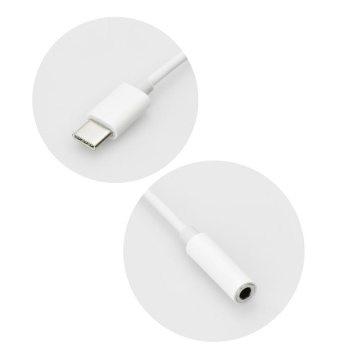 Forcell - Adapter HF/audio USB-C - Jack 3,5mm Vit
