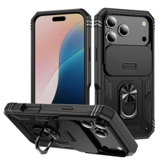 A-One Brand - iPhone 17 Pro Max Mobilskal Slide Camshield Kickstand - Svart