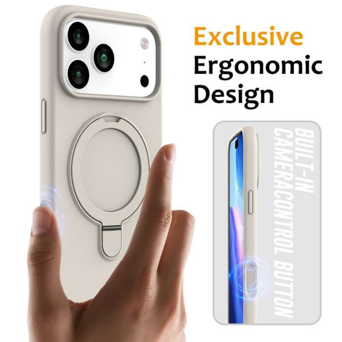 A-One Brand - iPhone 17 Pro Mobiskal MagSafe Kickstand PC + Silikon - Antikvit