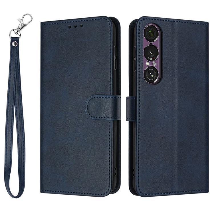 Sony Xperia 1 VII Plånboksfodral Calf Texture Med Rem - Sapphire | 2353 | AlltMobil