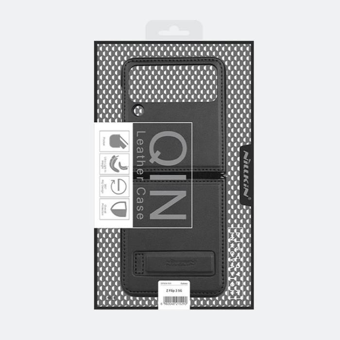 Nillkin - Nillkin Galaxy Z Flip 3 Skal Qin Läder Hölster - Svart