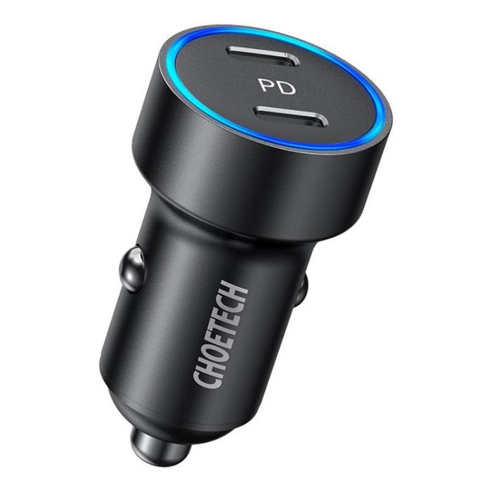 Choetech - Choetech billaddare 2x USB-C Strömförsörjning 3.0 Quick Charge - Svart