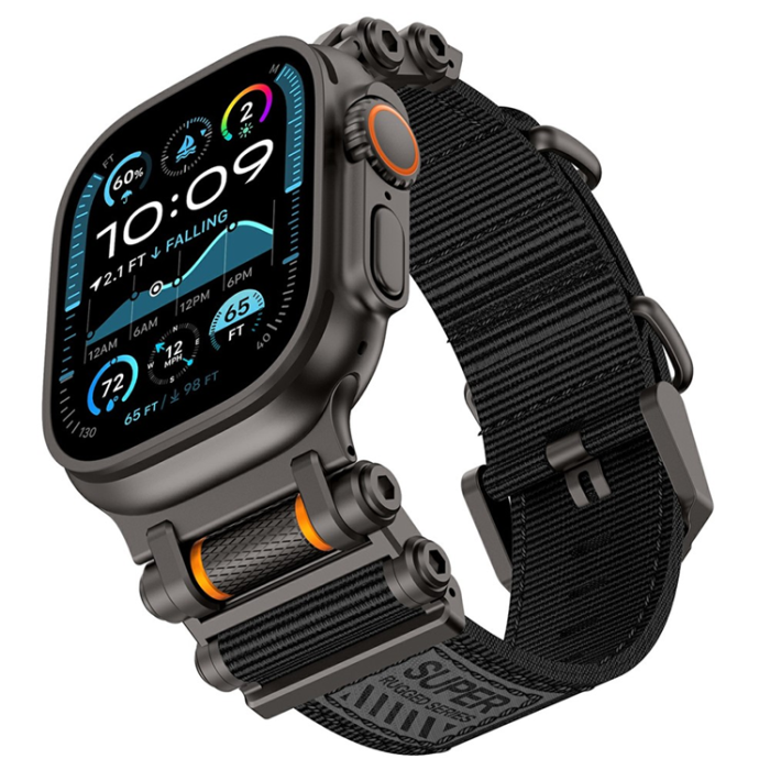 A-One Brand - Apple Watch 42/44/45/46/49mm Armband Nylon - Svart