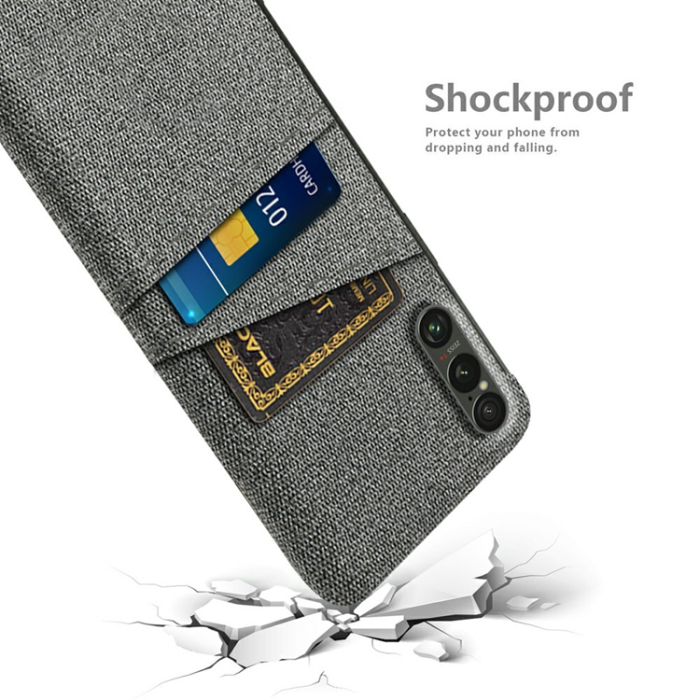A-One Brand - Sony Xperia 1 VII Mobilskal med Dual Kortfack Tyg + PC - Grå