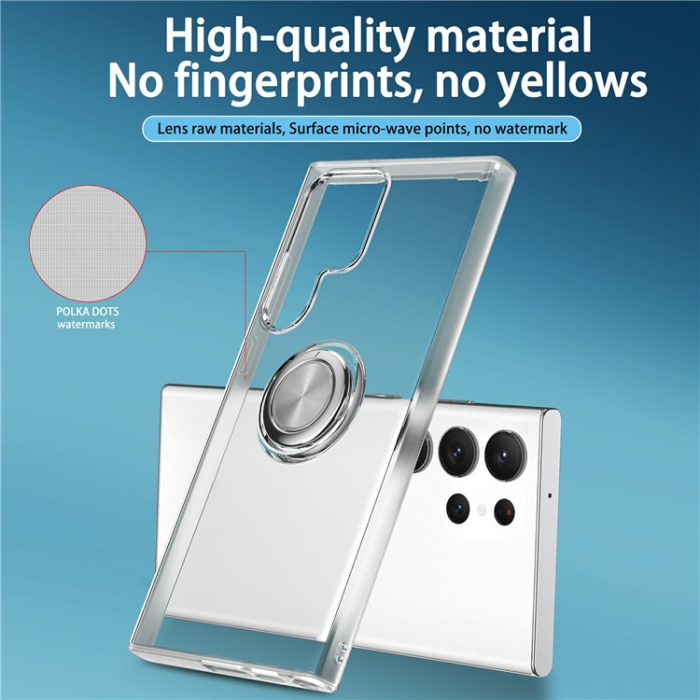 A-One Brand - Galaxy S23 Ultra Skal Ringhållare Kickstand Shockproof - Clear
