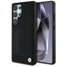 BMW - BMW Mobilskal till Galaxy S25 Ultra L&auml;der Big Wordmark - Svart