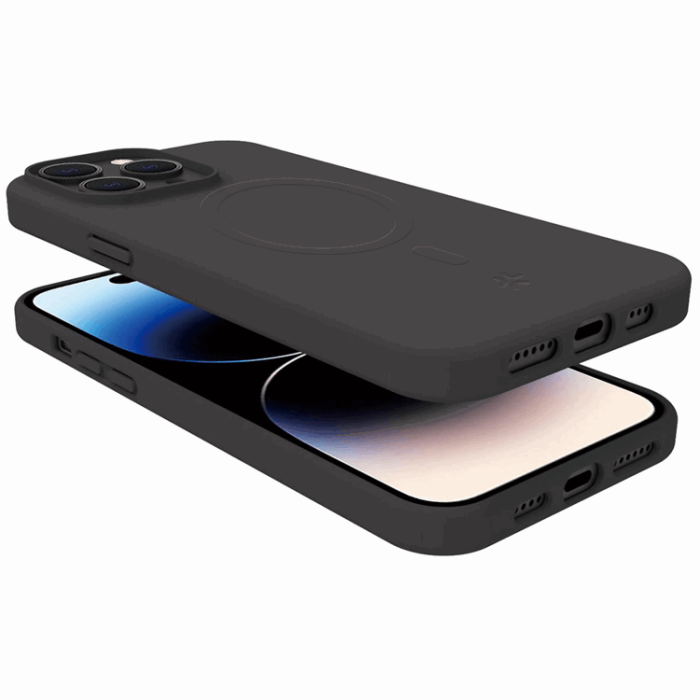 Celly - Celly iPhone 15 Pro Mobilskal MagSafe Cromo Soft Rubber - Svart