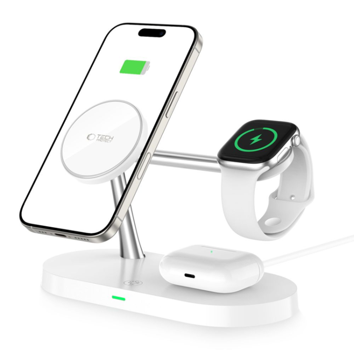  - 4-in-1 Trådlös Laddare Magsafe iPhone, Apple Watch, AirPods - Vit