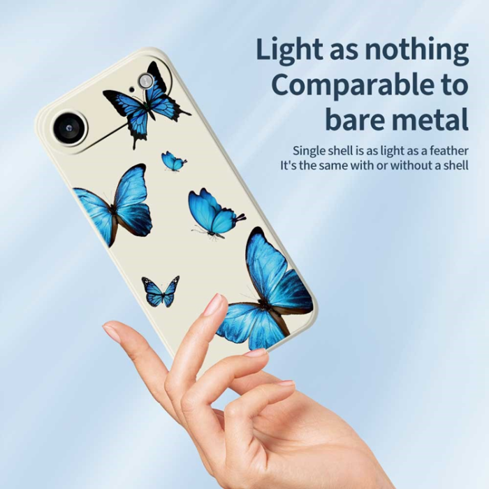 A-One Brand - iPhone Air Mobilskal Blue Butterflies Pattern TPU - Lila