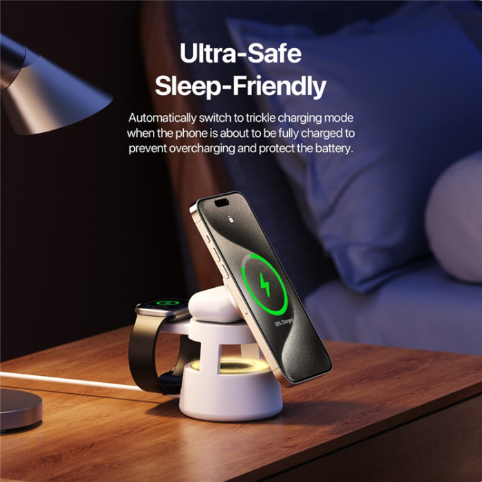 DUZZONA - DUZZONA MagSafe Trådlös Laddare iPhone, Apple Watch, Airpods - W23 - Vit